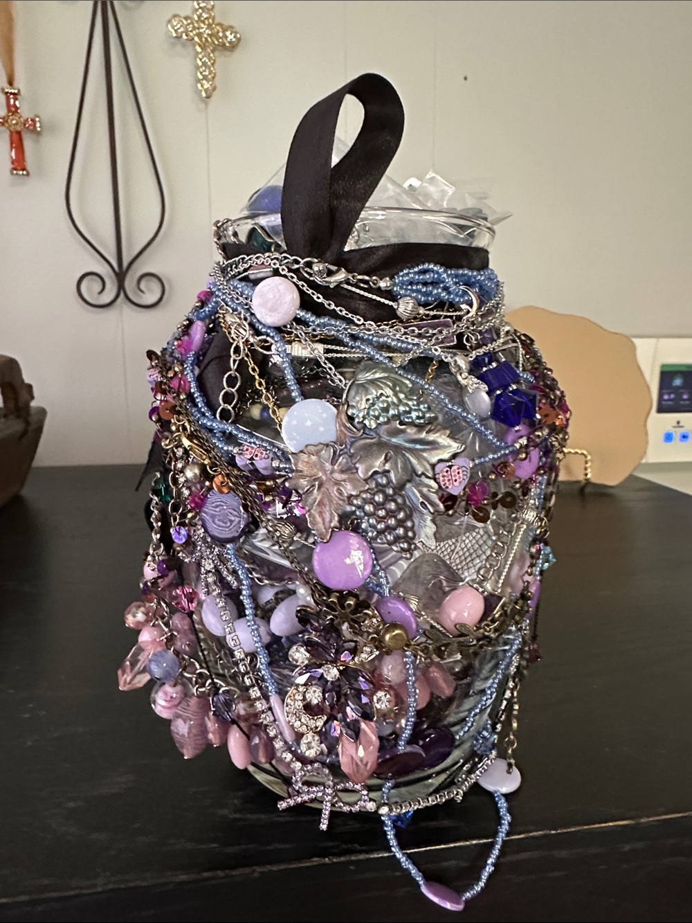 Beautiful Mystery Jewelry Jar In Purple And Pink